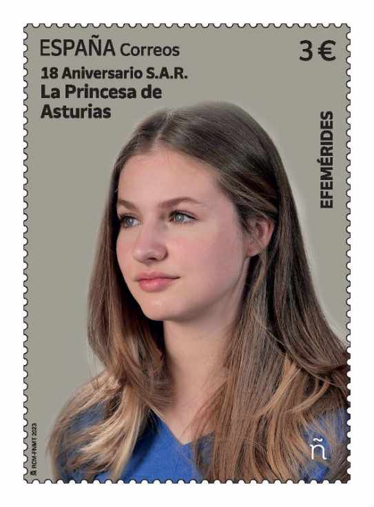 Agotada la primera edición del sello conmemorativo del 18 aniversario de la Princesa de Asturias 4782_princesa-de-asturias_b1m0_hr